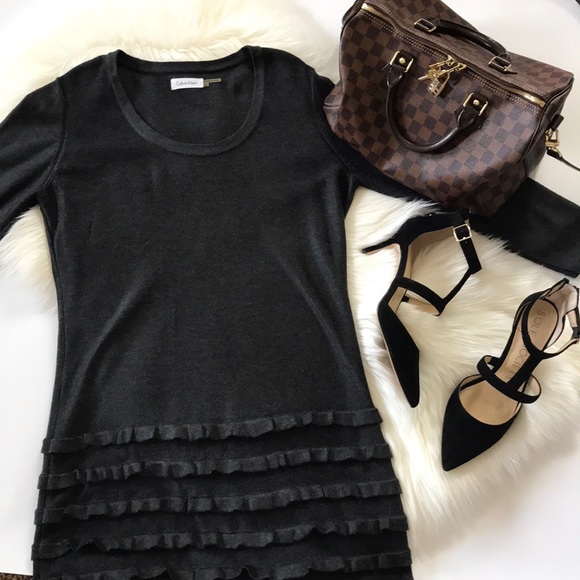Calvin Klein Dresses & Skirts - Calvin Klein ruffled sweater dress